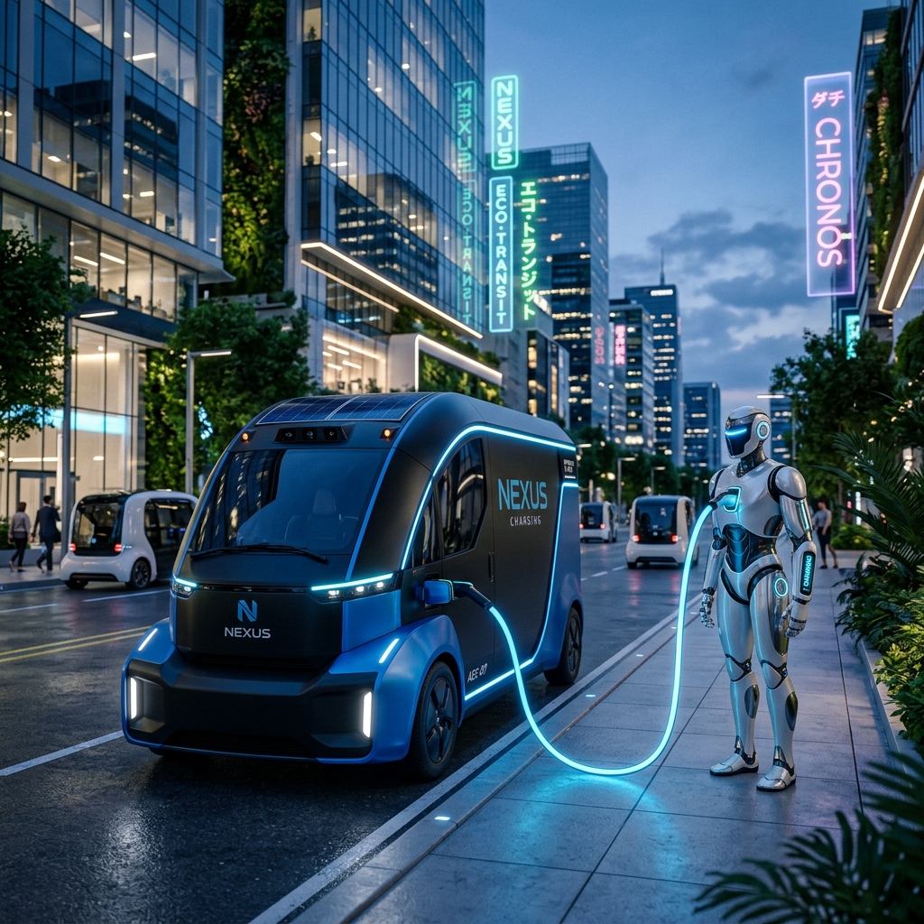 SARJET Autonomous Mobile Charging Vehicle Charging a Humanoid Robot